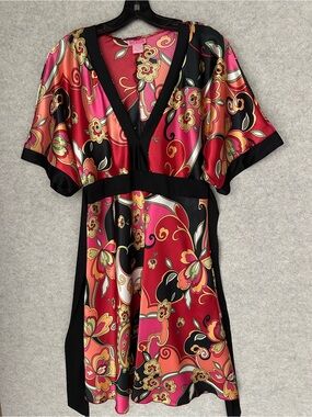 She's Cool Floral Wrap Dress in Red, Pink & Black